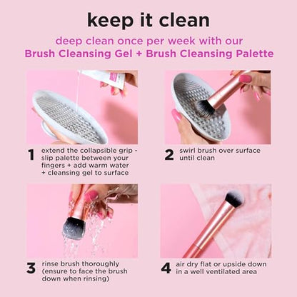 Real Techniques Vivid Escape Bright Eyes Concealer 4 Piece Set, Includes Kitten Paw Makeup Brush, Powder Puff, & Concealer Makeup Blending Sponge, Targeted Concealing, Travel Friendly, Cruelty-Free - size: 1 Count (Pack of 4)