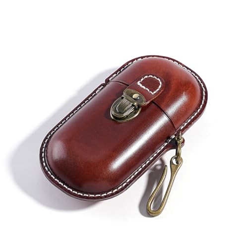 Leather eyeglass protective case - Portable travel sunglasses case - Suitable for both men and women - style: Buckle-brown