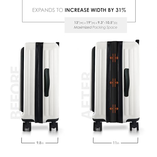 TRAVELARIM 20 Inch Carry On Luggage 22x14x9 Airline Approved, Carry On Suitcase with Wheels, Hard-shell Carry-on Luggage, Durable Luggage Carry On, White Small Suitcase with Cosmetic Carry On Bag - color: White, size: Carry-on 20 Inch