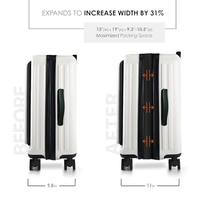TRAVELARIM 20 Inch Carry On Luggage 22x14x9 Airline Approved, Carry On Suitcase with Wheels, Hard-shell Carry-on Luggage, Durable Luggage Carry On, White Small Suitcase with Cosmetic Carry On Bag - color: White, size: Carry-on 20 Inch