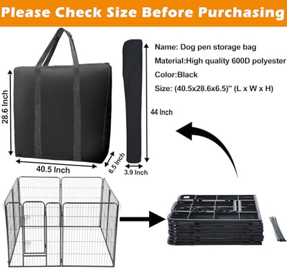 LWFCOEE Dog Playpen Storage Bag, 24/32/40 Inch Waterproof Heavy Duty Dog Fence Travel Bag with Handle for RV Trip, Fits 8 Panels Dogs Pen and 9 Stakes, 40.5"x28.6"x6.5" - style: Fits Under 40"hx28"w 8 Panels Dog Playpen and 9 Stakes