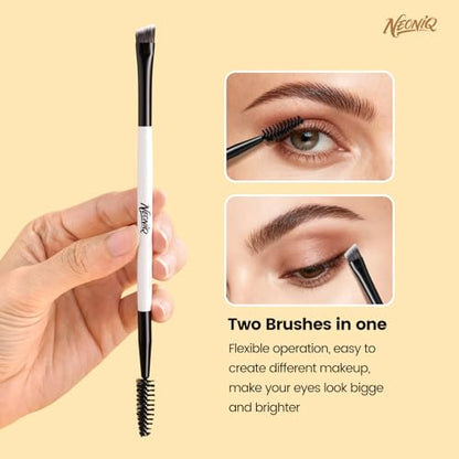 10 PCS Travel Makeup Brush Set With Bag, Makeup Brushes, Double-End Multi-functional Brushes for Foundation Powder Blush Eyeliner Eyeshadows, Professional Face Brush Set（White） - color: 10Pcs-White