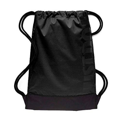 Nike Brasilia Training Gymsack, Drawstring Backpack with Zipper Pocket and Reinforced Bottom, Black/Black/White - color: Black/Black/White