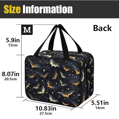 MNSRUU Hanging Toiletry Bags for Women Travel, Gothic Skull Bat Toiletry Organizer Portable Travel Clear Wash Makeup Cosmetic Bag - color: Skull I 4177