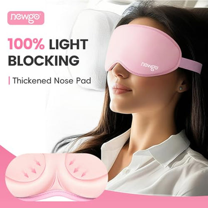 NEWGO Cooling Gel Eye Mask 3D Soft Cold Eye Mask, Eye Ice Pack with Zero Eye Pressure Hot Cold Therapy Blackout Sleep Mask for Puffiness, Dark Circles, Dry Eyes, Headaches and Stress Relief - Pink - color: Pink