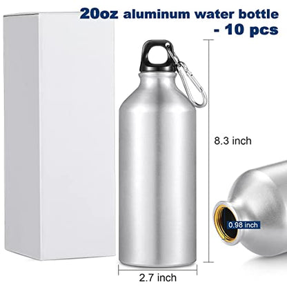 CHENGU Aluminum Water Bottle 20 oz Reusable Bottles Lightweight Leak Proof Aluminum Sports Travel Bottles with Twist Cap Buckle for Gym, Hiking, Cycling, Camping, Fishing - color: Silver