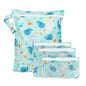 Bumkins - Waterproof Wet Bag & Clear Travel Bags - For Beach, Baby, Travel, Swim Suit, Cloth Diapers, Pump Parts, Pool, Gym, Toiletries - Reusable & Easy to Clean - Ocean Life Blue - 4 Pack - color: B1 Ocean Life