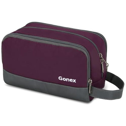 Gonex Travel Toiletry Bag Nylon, Toiletries Kit Shaving Bag Toiletry Organizer Burgundy - color: Burgundy
