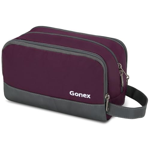Gonex Travel Toiletry Bag Nylon, Toiletries Kit Shaving Bag Toiletry Organizer Burgundy - color: Burgundy