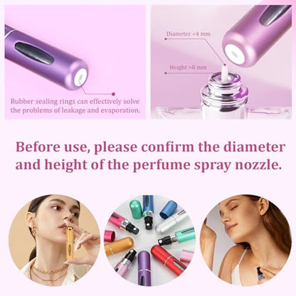 12 PCS Travel Refillable Perfume Atomizer Bottles,5ml Mini Portable Spray Bottles for Travel Accessories,Multicolor Perfume Containers
