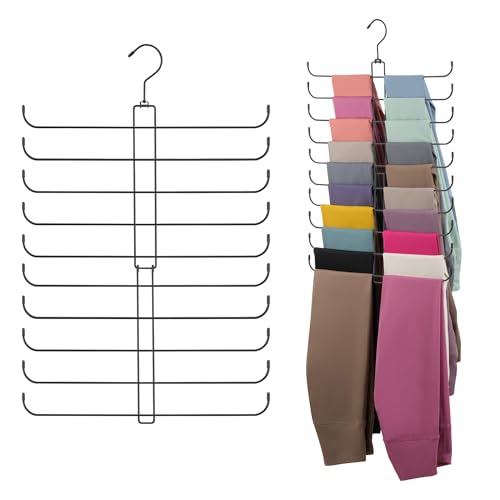 ZEDODIER Legging Organizer for Closet Hanging, Rotatable Yoga Pants Hanger for Women's XS-XL and Girls' Leggings, Holds Up to 20 Pairs Leggings, Space-Saving Closet Organizers and Storage, Black - color: Black, size: 1 Pack
