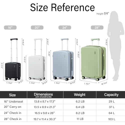 Hanke Hard Shell Luggage Sets 3 Pieces, Carry On and Checked Luggage Sets with Spinner Wheels, Durable PC Hardside Rolling Suitcase for Travel (16/24/28 Inch,Cuba Sand) - color: Cuba Sand, size: 3-Piece Set(16/24/28)