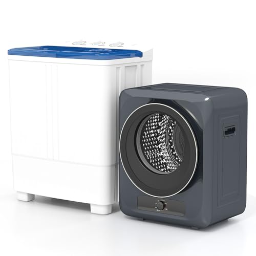 Auertech Portable Washer and Dryer Combo, 20 Lbs Twin Tub Washing Machine, 1.5 Cu.Ft Compact Clothes Dryer, Portable Washing Machine and Dryer Set for Apartment, RV, Dorm, Grey - color: White+Grey, size: 1.5cuft +20lbs