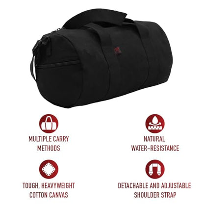 Rothco Heavy-Duty Canvas Shoulder Duffle Bag - Rugged Travel Gym Gear Equipment Bag - color: Black, size: 17 Inches