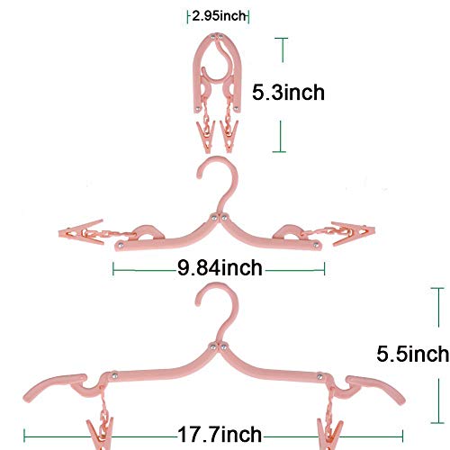 Portable Folding Travel Clothes Hangers12 Pcs with 24 Pcs Clips,with 1 Pcs Clothesline,for Scarves Suits Trousers Pants Shirts Socks Underwear Clothesp - size: 12 Pack Hanger with Clothesline