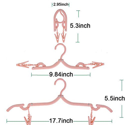 Portable Folding Travel Clothes Hangers12 Pcs with 24 Pcs Clips,with 1 Pcs Clothesline,for Scarves Suits Trousers Pants Shirts Socks Underwear Clothesp - size: 12 Pack Hanger with Clothesline