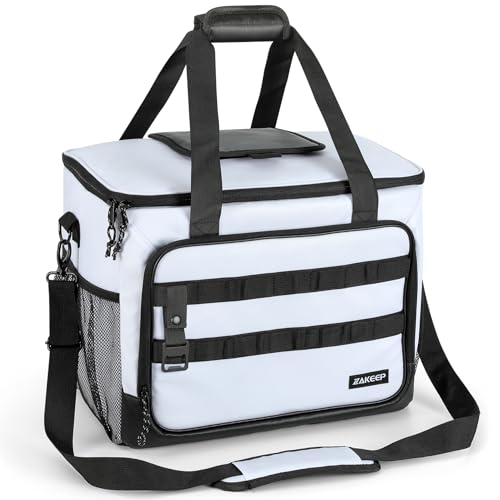 ZAKEEP Soft Cooler Bag, 30 Cans Collapsible Cooler with Adjustable Shoulder Straps, White Ice Chest for Camping, Beach, Hiking, Picnic
