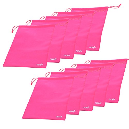 Cosmos 10 Pcs Travel Shoe Bags Shoe Organizer Pouch Storage String Bags for Travel Trip Carrying Packing, Dust-proof Non-Woven Fabric in Drawstring, 13.75" x 11" (Hot Pink)