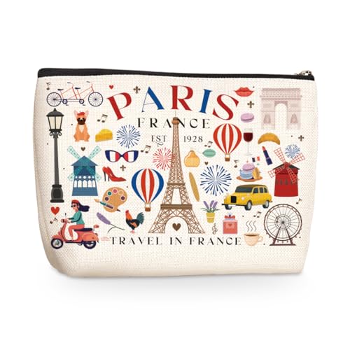 Funny Paris Travel Gifts for Women Makeup Bag France Paris Lovers Gift Birthday Mothers Day Anniversary Cosmetic Bag Travel Toiletry Bag Traveler Essentials Friendship Gifts for Girls Sister Travelers - color: Paris