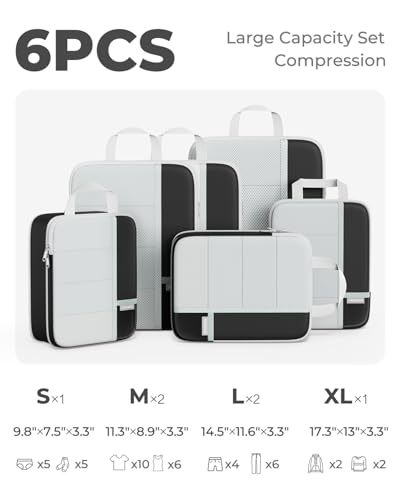 Percover Compression Packing Cubes for Travel, 6-Piece Structured Compression Organizer Set for Organized Packing & Carry-On Luggage, Black - color: Black, size: 6 Set