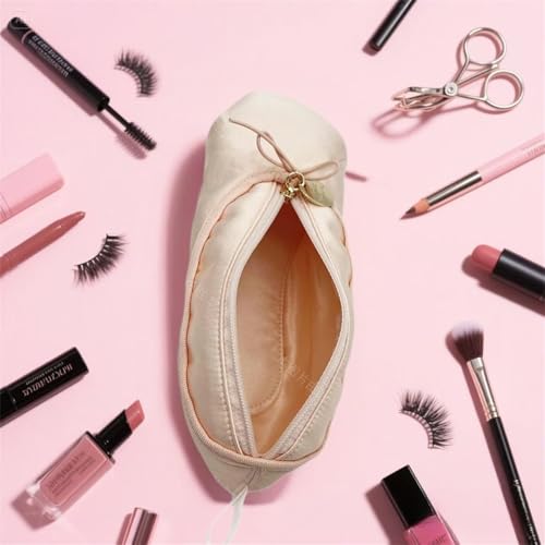 Ballet Dance Shoe Makeup Bag For Little Girls, Ballerina Slipper Makeup Pouch Bag, Ballet Pointe Shoes Gifts (Pink-H2) - color: Pink-H2