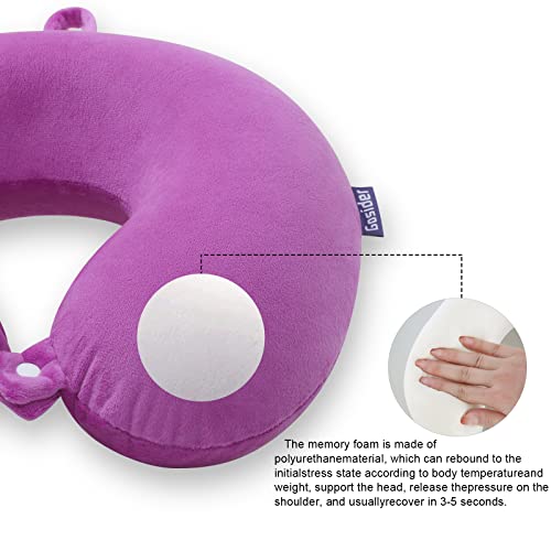 Travel Pillow Comfortable Neck Pillow U Shape Memory Foam Support Neck and Head Portable Travel Neck Pillow Suitable for Airplane, Trains, Self-Driving Cars - color: Purple