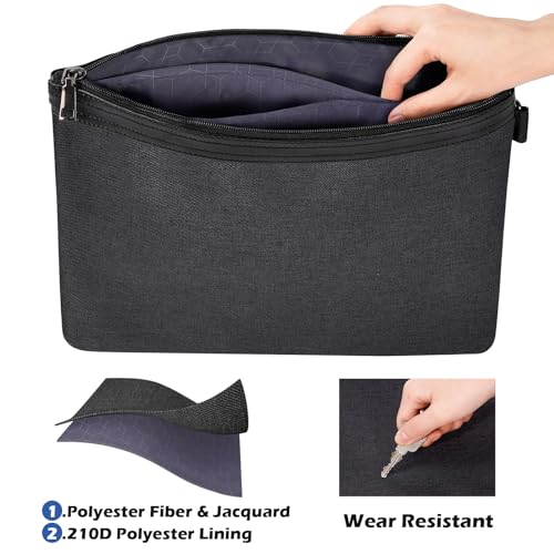 ECHSRT File Folder Document Organizer for Travel, Document Bag Zipper Pouch for Men & Women Black - color: Black