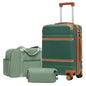 LONG VACATION Carry On Luggage Set 3 Piece, 20 Inch ABS+PC Hardshell Carry on Suitcase with Spinner Wheels TSA Lock & YKK Zipper - color: Green Brown, size: 3 Piece Set (20 Inch)