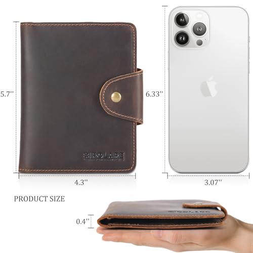 Polare Full Grain Leather Slim and Soft RFID Blocking wallet For Men Snap Bifold Travel Wallet Passport Holders 2 Passports (Dark Brown) - color: Dark Brown