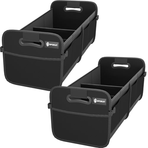 Sposuit Trunk Organizer for Car - 70L Collapsible Car Storage with 11 Pockets & Reinforced Handles, SUV Trunk Organizers for Grocery Cargo(Black, 2 Pack) - color: Black, size: Large(2 Pack)