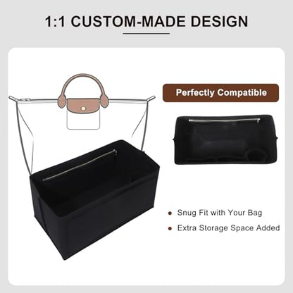 Purse Organizer Insert Compatible with Longchamp Le Pliage L Travel Bag, Black/LB - color: Black, size: L Travel Bag
