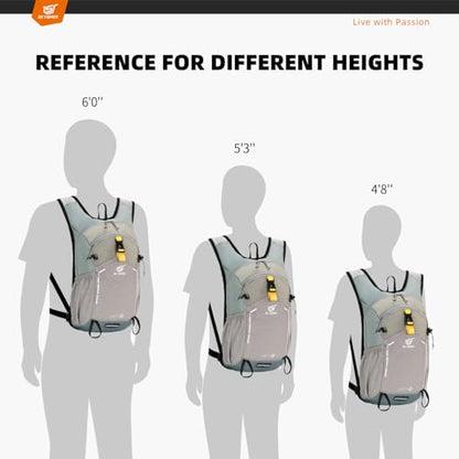 SKYSPER Small Hiking Backpack - 15L Travel Daypack Lightweight Bag Water Resistant Hiking Backpacks for Women Men - color: Lightgray, size: Small