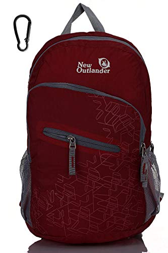 Outlander Packable Handy Lightweight Travel Hiking Backpack (Dak Red, 33L) - color: Dark Red, size: 33L