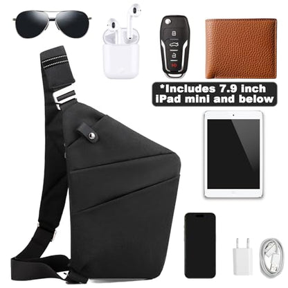 Anti Theft Travel Bag, One Shoulder Large Capacity Cross-body Bag Chest Fashion Lightweight Sling Bags for Travel Sports - color: Black, style: Left Shoulder