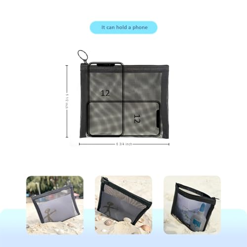 Patu Zipper Mesh Bags, Size M / A6, 5 Pieces, Beauty Makeup Cosmetic Accessories Organizer, Travel Toiletry Kit Set Storage Pouch, Black - size: M A6 (6.5" x 5.5", 5 pcs)