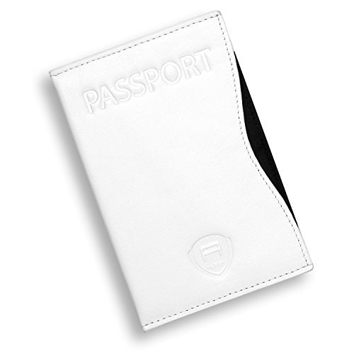 Alban RFID Passport Holder Women Men RFID Blocking Travel Passport Wallet Case Genuine Leather Passport Cover porta pasaporte - color: White