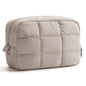 Narwey Quilted Makeup Bag for Women Girl, Puffer Travel Cosmetic Bag Puffy Make Up Bag Organizer, Cute Travel Toiletry Bag for Toiletries (Khaki) - color: Khaki