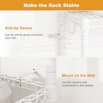 ULIFHOME U16 Upgraded Washer Dryer Stacking Rack for Narrow Laundry Room and Bathroom, Metal Over Washer and Dryer Storage Shelves for Saving Space, 29.5" W x 23.6" D x 53.1" H, White - color: White