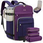 LOVEVOOK 40L Travel Backpack - Carry On & Personal Item for Women & Men, Spacious & Durable with 3 Packing Cubes - color: Blue Purple-purple-black, size: Large-40L-4Pcs