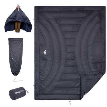 iClimb 3M Thinsulate Insulation Warm Camping Blanket Ultralight Compact - color: Dark Grey, size: 72.8” × 55”, 1.52 lb