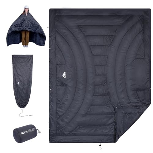iClimb 3M Thinsulate Insulation Warm Camping Blanket Ultralight Compact - color: Dark Grey, size: 72.8” × 55”, 1.52 lb