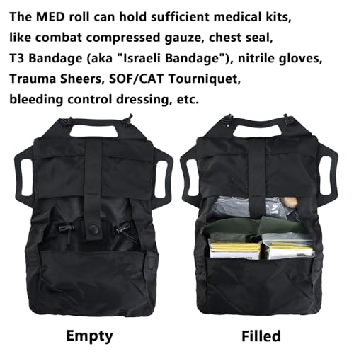SABADO Rapid/Quick Deploy First Aid Kit Pack Tactical IFAK Pouch Two-Piece System Med Roll Carrier Hypalon Handle Outdoor Sport Hunting Bag - color: Black
