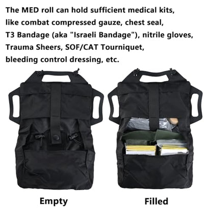 SABADO Rapid/Quick Deploy First Aid Kit Pack Tactical IFAK Pouch Two-Piece System Med Roll Carrier Hypalon Handle Outdoor Sport Hunting Bag - color: Black