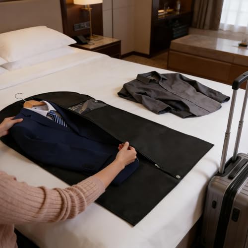 Lzerking Premium Garment Bag 8-Pack, 43 Inch Garment Bags for Hanging Clothes, Suit Bags for Travel with Clear Window, Sweater, Coat & Suit Storage