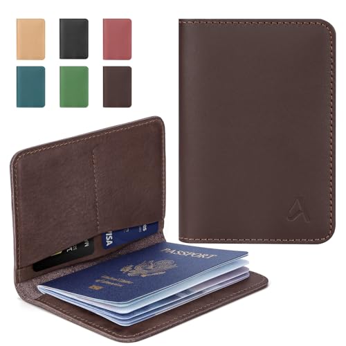 ALLIVE Passport Holder for Travel, Genuine Leather Passport Holder Women Men,Passport Cover,Travel Wallet Must Haves Airport Essentials Travel Gifts Brown - color: Brown, style: Without Airtag Holes
