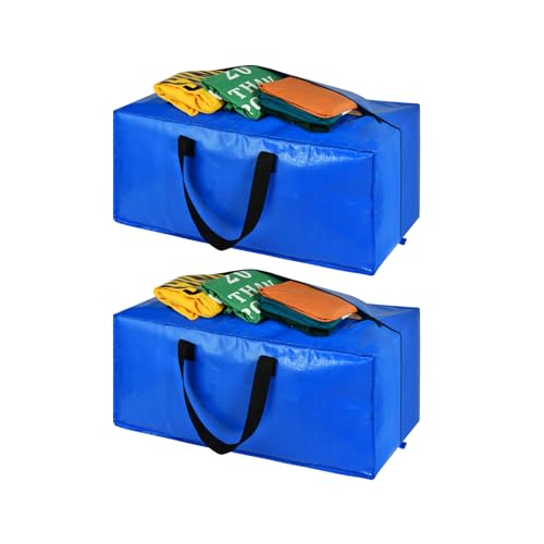 Moving Bags, Storage Totes, Extra Large Storage Bags for Moving Supplies, College Dorm Essentials, Bedroom Closet, Packing Bags with Backpack Handles Zipper Compatible with IKEA Frakta Cart（2 Pack） - color: Blue, size: 2 PACK