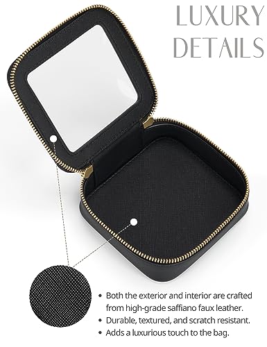 Popvibe Clear Makeup Bag Travel Cosmetic Case Transparent Toiletry Bag with Zipper, Portable Make Up Organizer Traveling Compact Car Bag for Essentials - color: Black, style: Mini & Medium