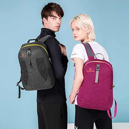 sinotron 22L Lightweight Packable Hiking Backpack, Small Hiking Backpack Day Pack for Women Men Travel Camping Vacation - color: Black