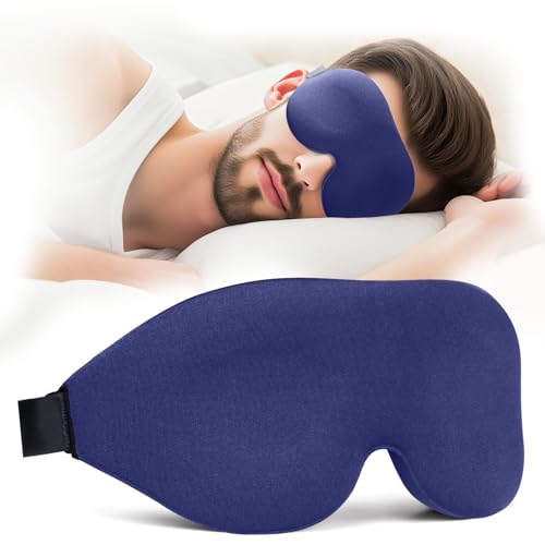 NEWVANGA Sleep Mask for Back and Side Sleeper, Block Out Light, Luxury Sleeping Eye Mask of 3D Night Blindfold, Zero Pressure Breathable Travel Eye Cover Blue - color: Blue