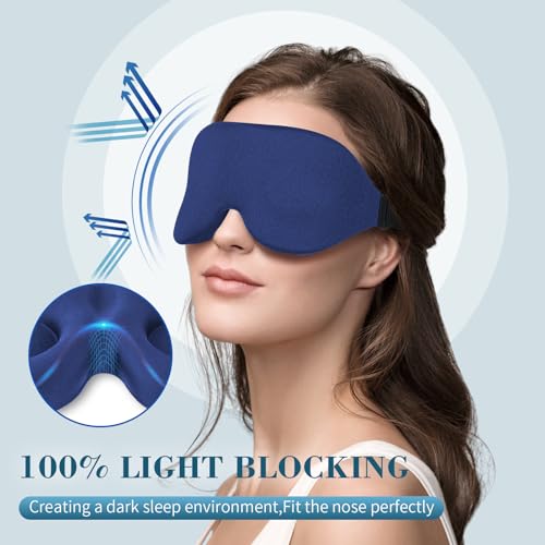 ZGGCD Sleep Mask for Side Sleeper, Light Blocking Sleeping Eye Mask for Women Men, 3D Contoured Cup Night Blindfold, Luxury Eye Cover Eyeshade with Adjustable Strap for Travel, Nap, Blue - color: Blue